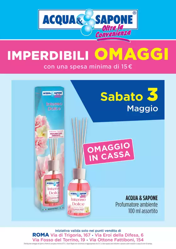 Volantino Acqua & Sapone a Roma | Imperdibili omaggi | 29/4/2025 - 3/5/2025