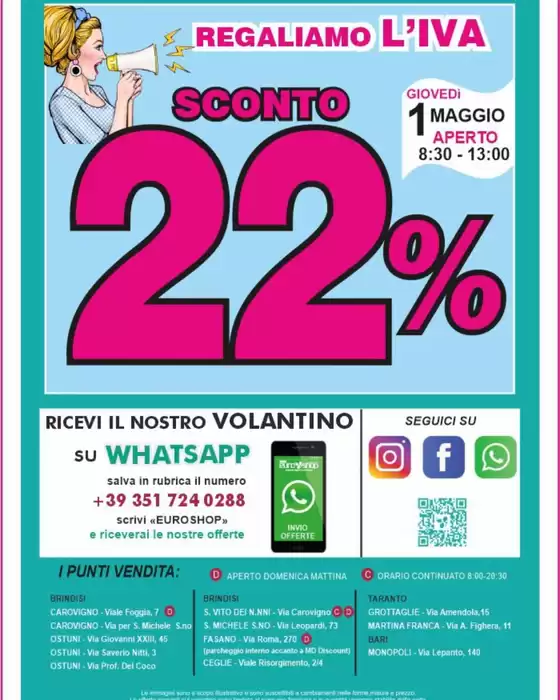 Volantino Euro Shop a Ostuni | Sconto -22% | 29/4/2025 - 4/5/2025