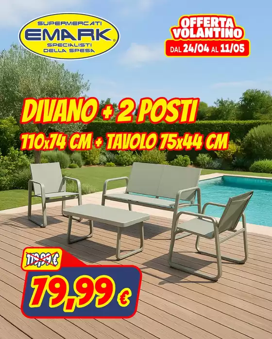 Volantino Supermercati Emark a Frascati | Divano + 2 Posti | 30/4/2025 - 11/5/2025