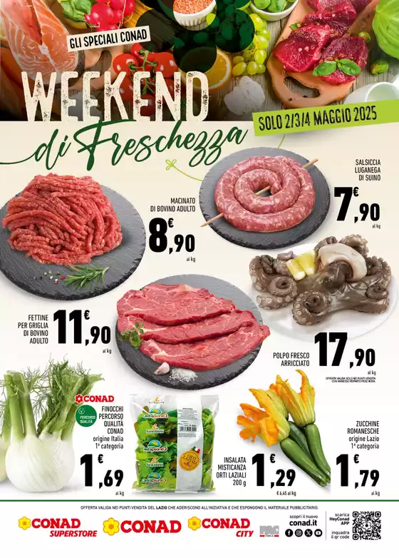 Volantino Conad a Santi Cosma e Damiano | Weekend di Freschezza | 2/5/2025 - 4/5/2025