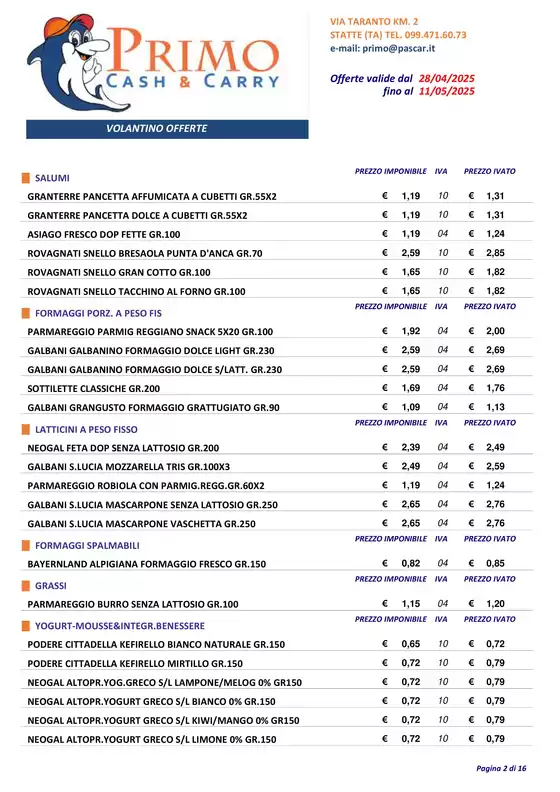 Volantino Pascar a Statte | Offerte valide dal 28/04 fino al 11/05 | 29/4/2025 - 4/5/2025
