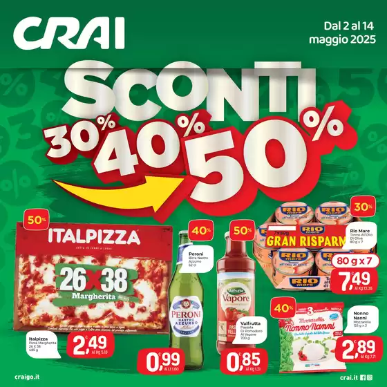 Volantino Crai a San Michele al Tagliamento | Sconti 30% 40% 50% | 2/5/2025 - 14/5/2025