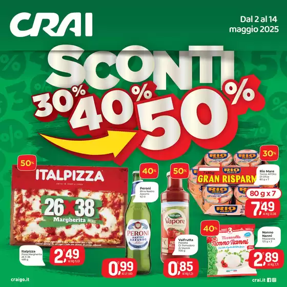 Volantino Crai a Castel Guelfo di Bologna | Sconti 30% 40% 50% | 2/5/2025 - 14/5/2025