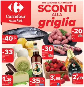 Offerte di Iper e super a Anagni | Sconti alla griglia in Carrefour Market | 1/5/2025 - 4/5/2025