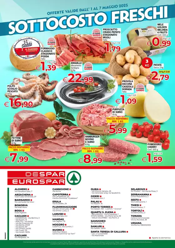Volantino Eurospar a Santa Teresa Gallura | Sottocosto freschi | 2/5/2025 - 7/5/2025