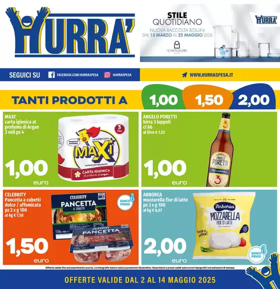 Volantino Hurrà Discount a Grosseto | Tanti prodotti a 1.00 1.50 2.00 | 2/5/2025 - 14/5/2025