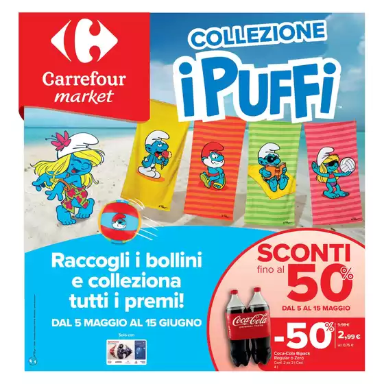 Volantino Carrefour Market a Roma | Collezione i puffi | 5/5/2025 - 15/5/2025