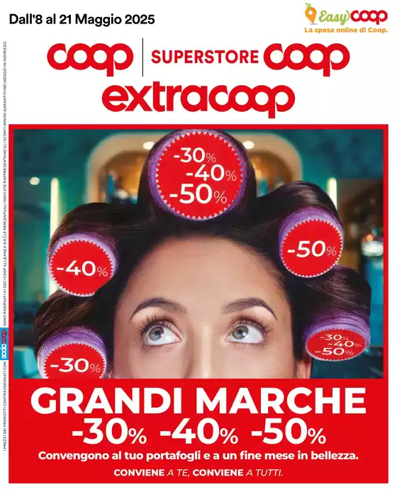 Volantino Extracoop | Grandi marche 30% 40% 50% | 8/5/2025 - 21/5/2025