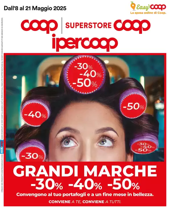 Volantino Ipercoop a Vigonza | Grandi marche 30% 40% 50% | 8/5/2025 - 21/5/2025