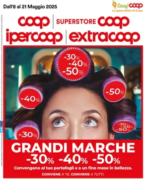 Volantino Ipercoop a Bologna | Grandi marche 30% 40% 50% | 8/5/2025 - 21/5/2025