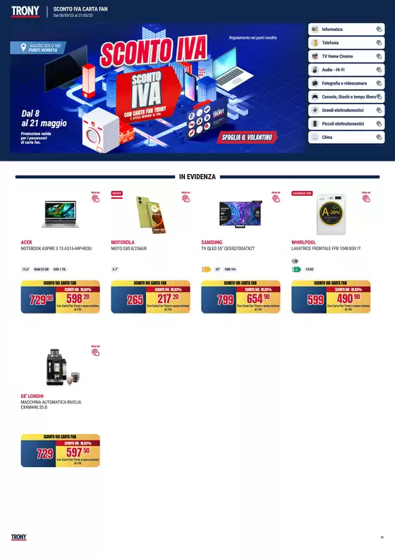 Volantino Trony a Sarno | Sconto iva | 8/5/2025 - 21/5/2025