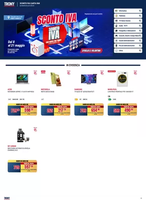 Offerte di Elettronica a Formia | Sconto iva in Trony | 8/5/2025 - 21/5/2025