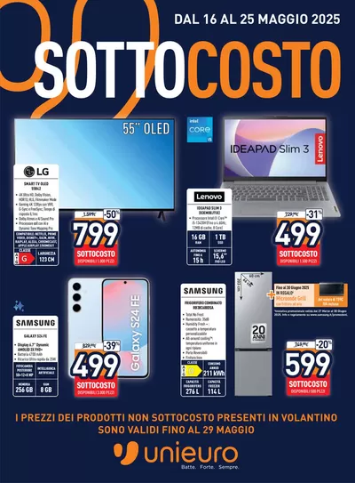 Volantino Unieuro a Quattro Castella | SOTTOCOSTO da Unieuro! | 16/5/2025 - 29/5/2025