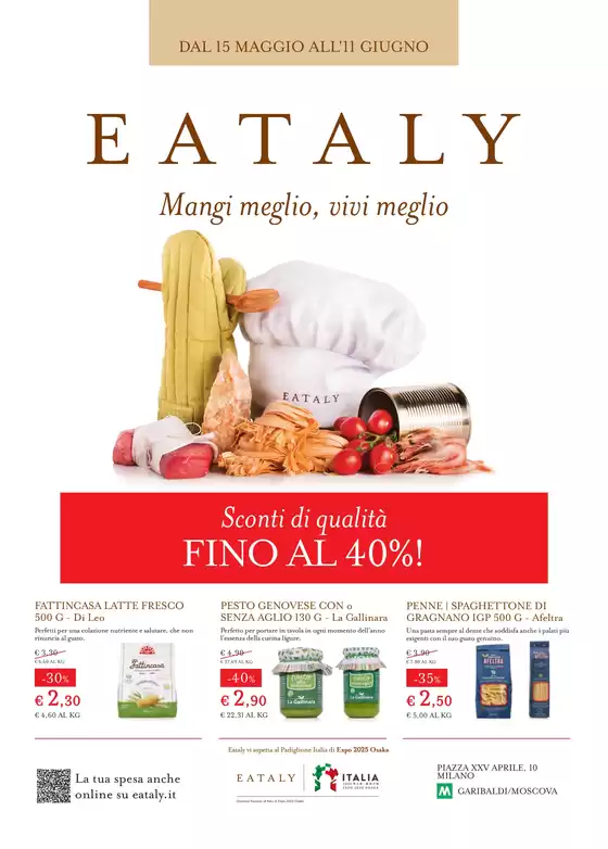 Volantino Eataly a Milano | DAL 15 MAGGIO ALL'11 GIUGNO | 15/5/2025 - 11/6/2025