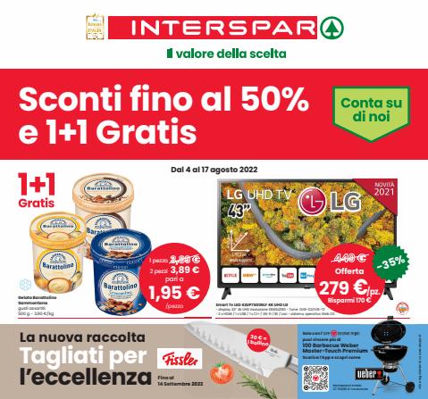 Volantino Interspar | Sconti fino al 50% e 1+1 Gratis | 4/8/2022 - 17/8/2022
