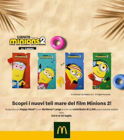 Offerte di Ristoranti a Bari | Nuovi teli mare Minions 2! in McDonald's | 2/7/2022 - 20/7/2022