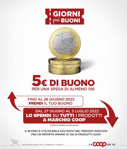 Volantino Coop a Milano | 5€ di buono | 23/6/2022 - 6/7/2022