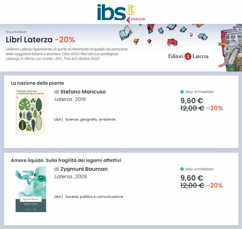 Volantino Libreria IBS | Libri Laterza -20% | 16/9/2022 - 9/10/2022