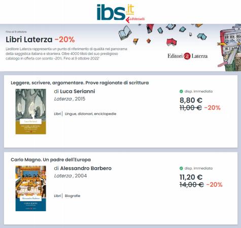 Volantino Libreria IBS | Libri Laterza -20% | 16/9/2022 - 9/10/2022