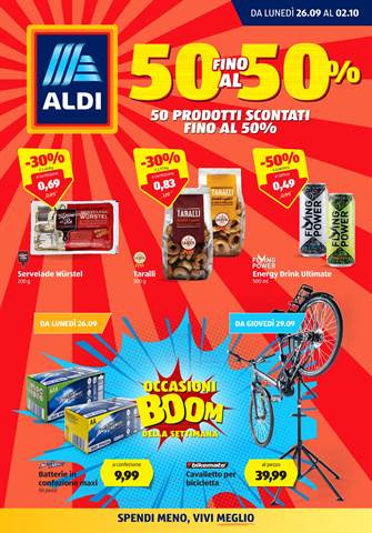 Offerte di Discount a Brescia | 50 prodotti scontati fino al 50% in ALDI | 26/9/2022 - 2/10/2022