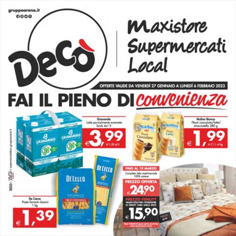 Volantino Decò Gruppo Arena | Offerte Decò Maxistore & Supermercati dal 27/01 al 06/02 | 27/1/2023 - 6/2/2023