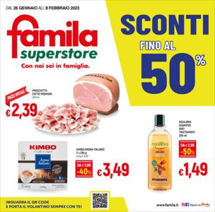 Volantino Famila Superstore a Milano | Sconti fino al 50% | 26/1/2023 - 8/2/2023