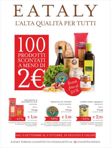 Offerte di Ristoranti a Torino | 100 prodotti scontati a meno di 2€ in Eataly | 15/9/2022 - 9/10/2022