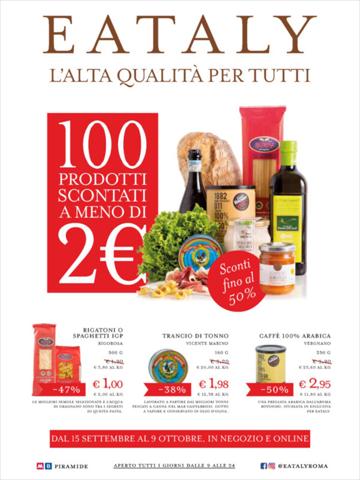 Volantino Eataly | 100 prodotti scontati a meno di 2€ | 15/9/2022 - 9/10/2022