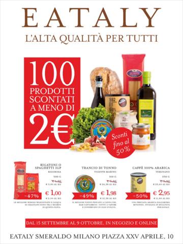 Volantino Eataly | 100 prodotti scontati a meno di 2€ | 15/9/2022 - 9/10/2022