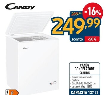 Offerta per Candy CCHH 145 congelatore Congelatore a pozzo Libera installazione 137 L F Bianco a 249,99€ in Sinergy