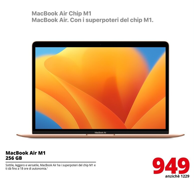 Offerta per Apple Macbook Air M1 256 Gb a 999€ in Comet