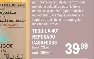 Offerta per Casamigos - Tequila 40° Reposado a 39,99€ in Metro
