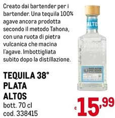 Offerta per Altos - Tequila 38° Plata a 15,99€ in Metro