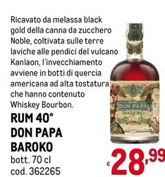 Offerta per Don papa Rum 40° Baroko a 28,99€ in Metro