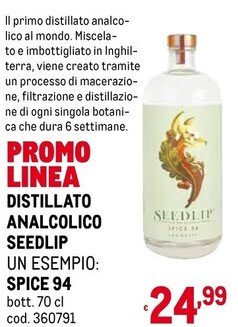 Offerta per Seedlip - Distillato Analcolico Spice 94 a 24,99€ in Metro