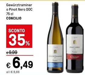 Offerta per Concilio Gewurztraminer O Pinot Nero DOC a 6,49€ in Iper La grande i