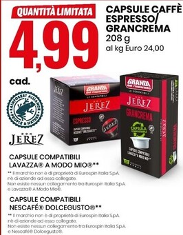Offerta per Don Jerez Capsule Caffè Espresso/Grancrema a 4,99€ in Eurospin