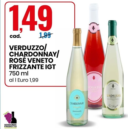 Offerta per Integralmente Prodotto Verduzzo/Chardonnay/Rosé Veneto Frizzante IGT a 1,49€ in Eurospin