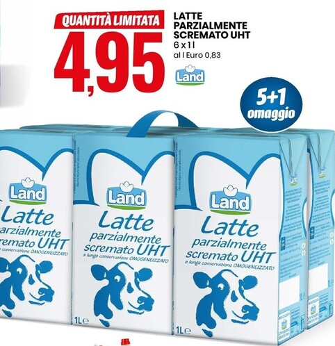Offerta per Land Latte Parzialmente Scremato UHT a 4,95€ in Eurospin