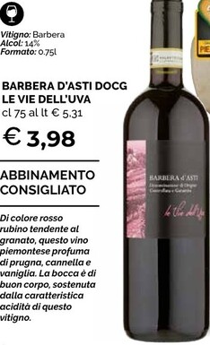 Offerta per Le vie dell'uva Barbera D'Asti DOCG a 3,98€ in Mercatò Local
