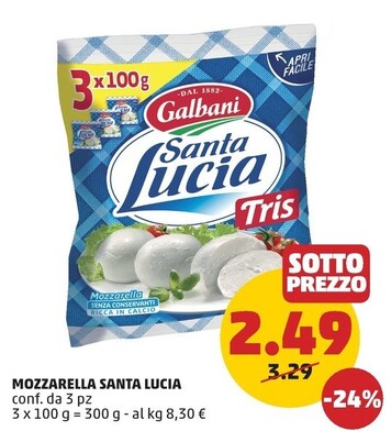 Offerta per Galbani Mozzarella Santa Lucia a 2,49€ in PENNY