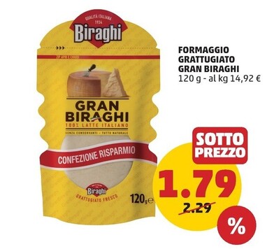 Offerta per Biraghi Formaggio Grattugiato Gran a 1,79€ in PENNY