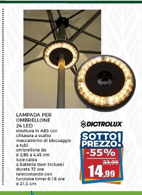 Offerta per Dictrolux Lampada Per Ombrellone 24 Led a 14,99€ in Happy Casa Store
