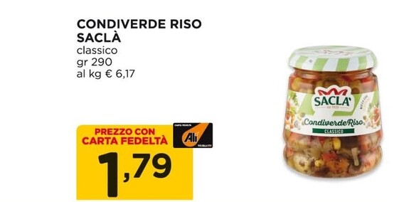 Offerta per Saclà Condiverde Riso a 1,79€ in Alì e Alìper
