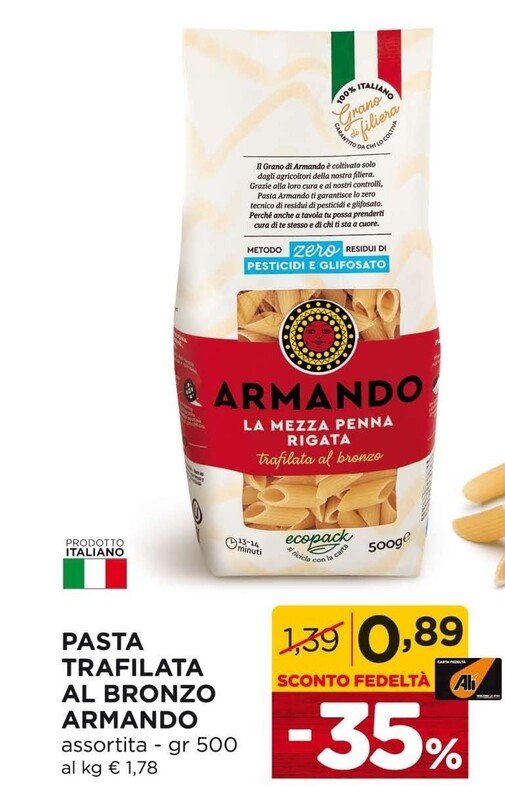 Offerta per Armando Pasta Trafilata Al Bronzo a 0,89€ in Alì e Alìper