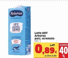 Offerta per Arborea Latte Uht Parzialmente Scremato a 0,89€ in Sigma
