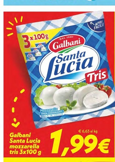 Offerta per Galbani Santa Lucia Mozzarella Tris a 1,99€ in Iper Super Conveniente