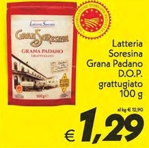 Offerta per Latteria Soresina Grana Padano D.O.P. Grattugiato a 1,29€ in Iper Super Conveniente