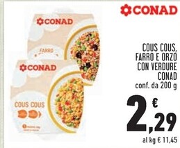 Offerta per Conad Cous Cous Farro E Orzo Con Verdure a 2,29€ in Conad