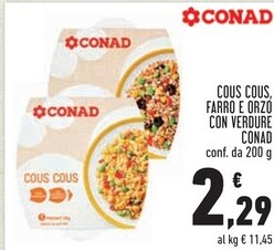 Offerta per Conad Cous Cous, Farro E Orzo Con Verdure a 2,29€ in Conad City